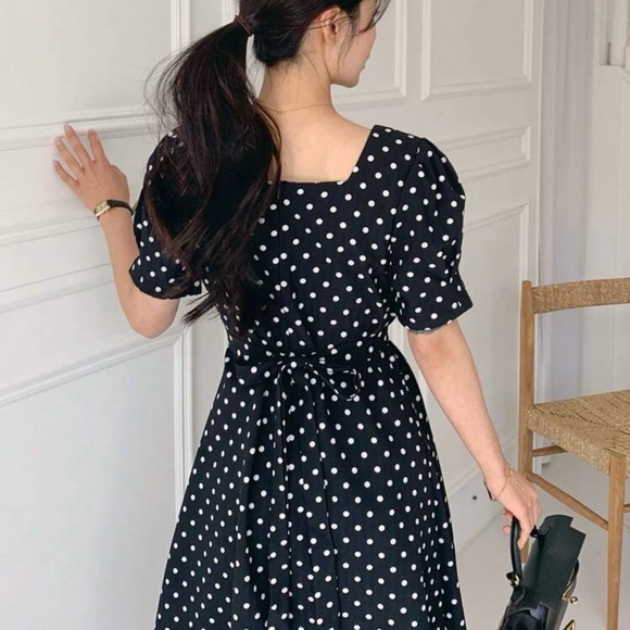 DAZY Nwot Black and White Polka Dot Midi Dress size M - Picture 5 of 15